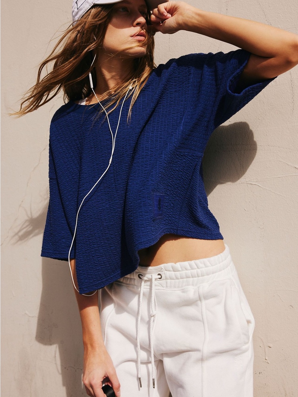 Free People Inspire Texture Tee. Color is called Atlantic, XS. Like new - Picture 6 of 6